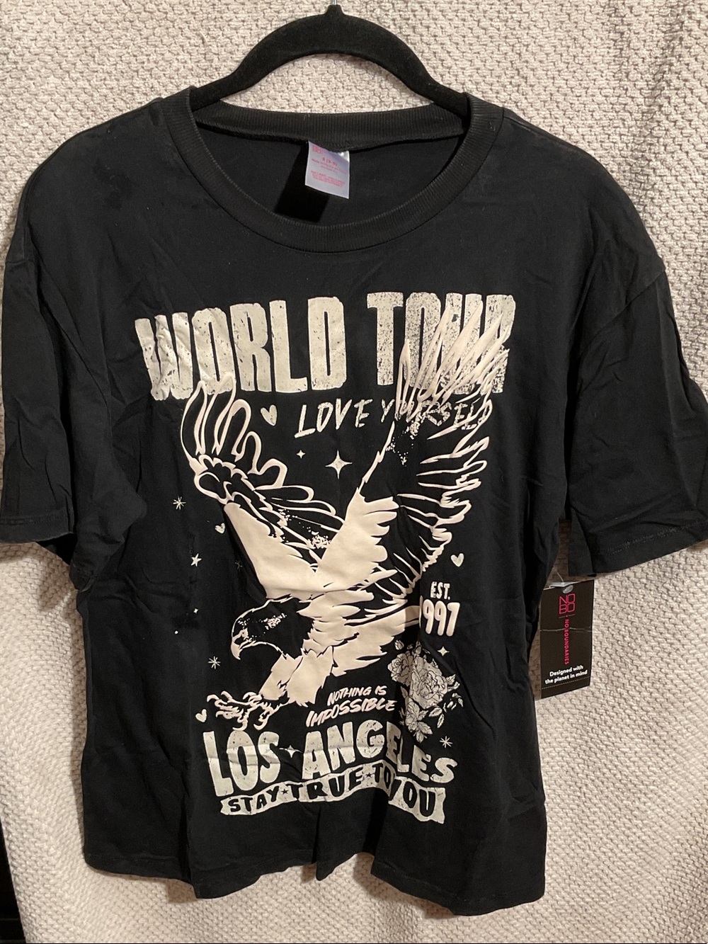 No Boundaries Black Graphic 'World Tour' Eagle Tee